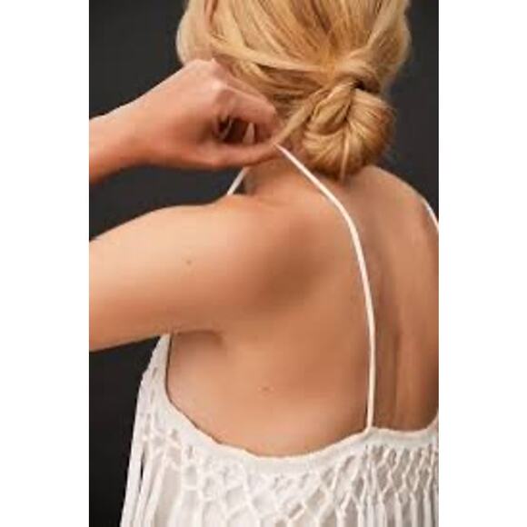 Anthropologie Lots of Fringe Spaghetti Strap Sleeveless White Cami Top Size XL - Picture 4 of 9